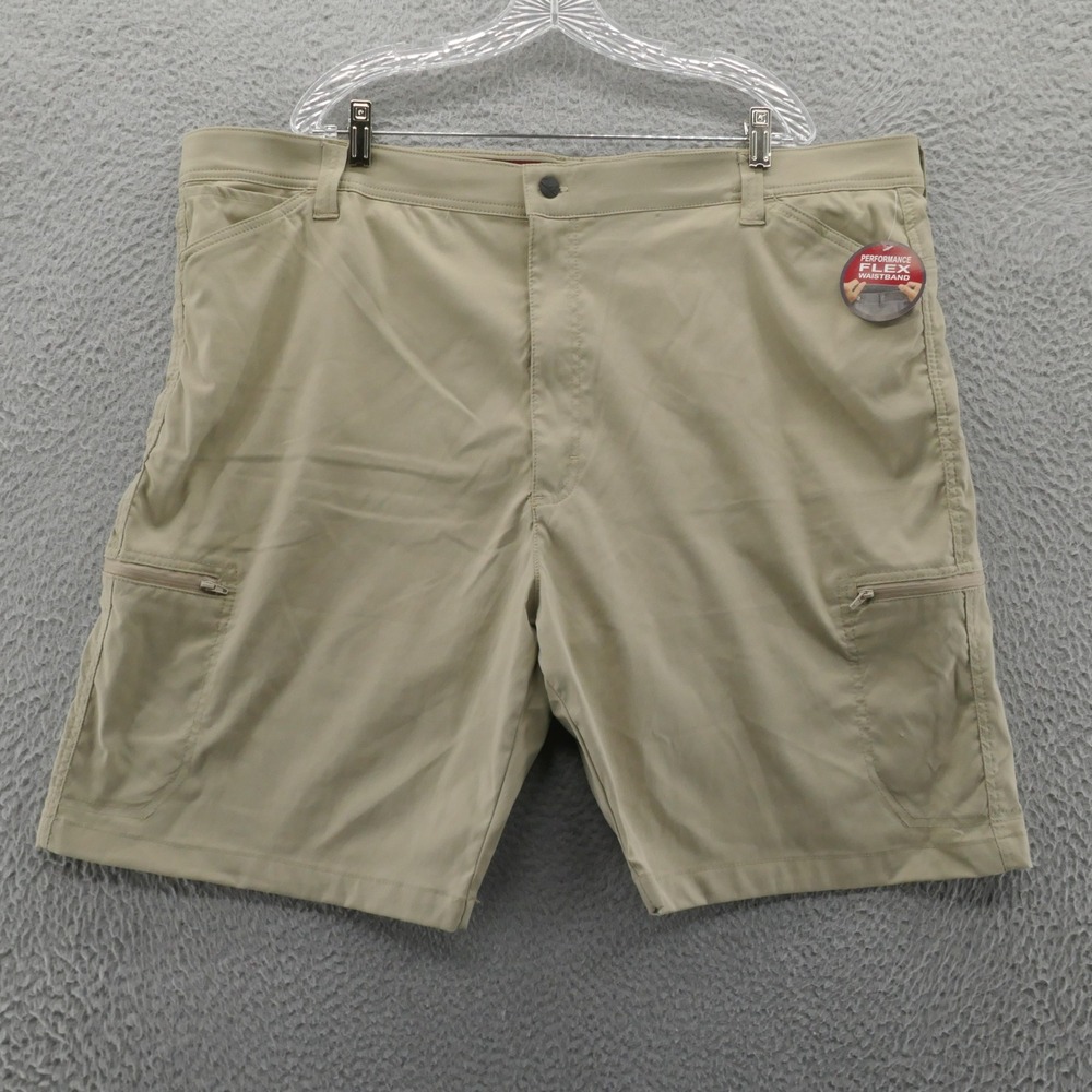 NWT Wrangler Performance Cargo Shorts 46‎ Beige Mens Flat Front High Rise *
